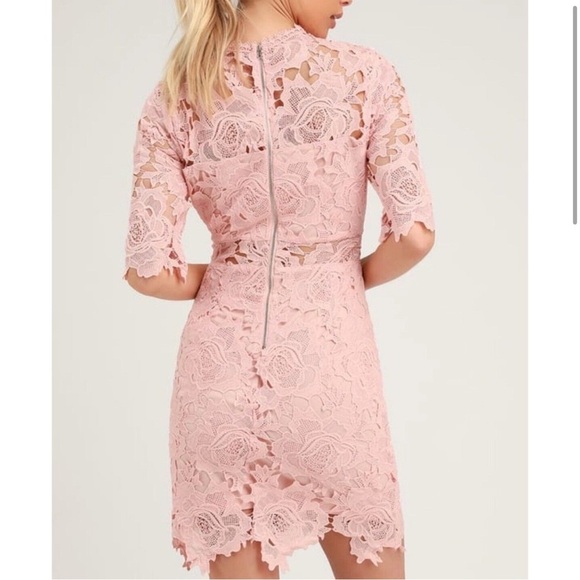 Lulus A Fine Romance Punk Blush Lace Dress Size M - Picture 3 of 12